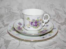 PRETTY ANTIQUE ART DECO WILD VIOLETS PATTERNED CUP, SAUCER & PLATE TRIO