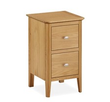 Oak 2 Drawer Bedside Table –