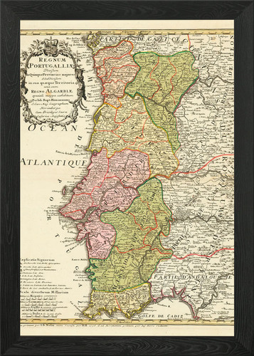 Old map portugal - map, 1736