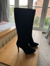 Alberto Zago black knee length heeled zip up boots size 36.5