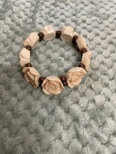 Bakelite Hand Carved Bangle Bracelet Vintage Antique Roses Shape