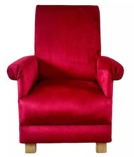 Red Plain Velvet Fabric Adult Chair Armchair Accent Small Bedroom Lounge Kitchen