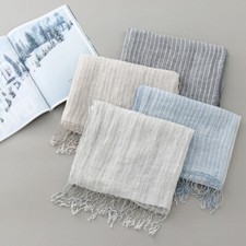 Blue Grey Stripes Tassels