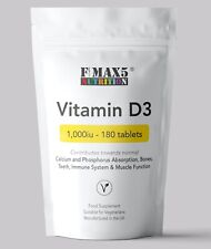 Vitamin D 1000IU Tablets | 180 Vitamin D3 Supplements High Strength Not Capsules