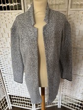 M&S Ladies Grey Marl Soft Coatigan Cardigan Size 8 Warm Relaxed Casual Pockets