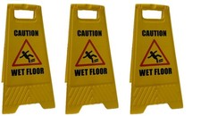 3 x CAUTION WET FLOOR AND