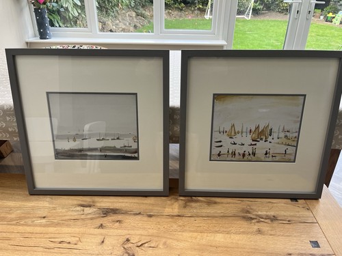 Pair lowry framed prints - ls,
