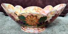 VGC Genuine J FRYER Ltd Hand Painted 50’s Gamine Look Large FLORAL Vase Dish £1