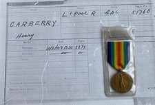 Victory Medal to 13th Liverpool Regiment Casualty