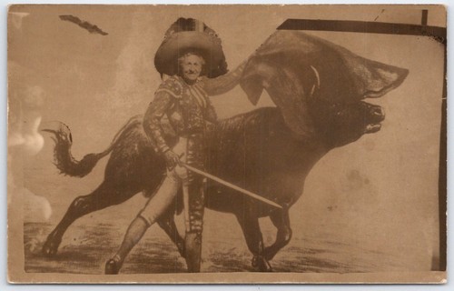 Vintage rppc matador bull - rppc, &