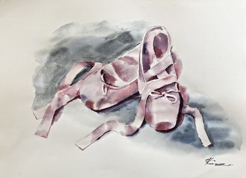 Pointe shoes watercolor - pointe,