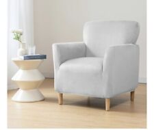 Luxury Velvet Slipcovers For Armchair  (LIGHT GREY) Chair Cover Washable