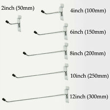 SLATWALL HOOKS PIN ARM SLATBOARD PRONG SHOP FITTING DISPLAY 2" 4" 6" 10" Hook