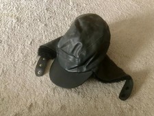 Genuine Winter Hat Leather Black Size 7