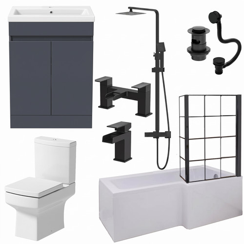 Complete bathroom suite black - bathroom,
