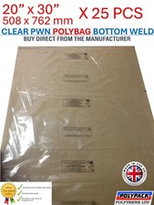 x25 Large Clear Polythene Plastic Bags 20" x 30" Packaging/Packing) PWN