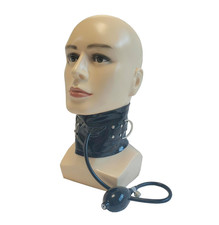 Inflatable Latex Rubber Neck Posture Corset Bondage Bdsm Collar Zipper Back
