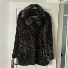 River Island faux fur mid length luxury glamorous lined coat 14