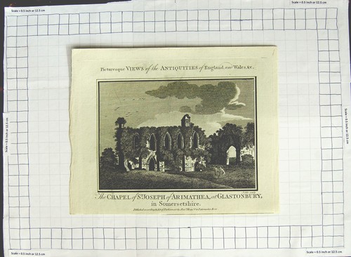 Old antique print chapel - antique,