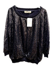 Zara Black Sequin Jumper Top