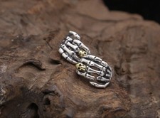 925 Sterling Silver Skull Skeleton Hand Skeleton Goth Punk Hoop Earrings 1 Pair