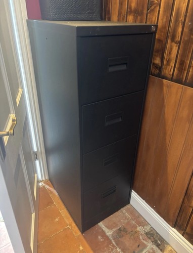 Black metal filing cabinet - black,