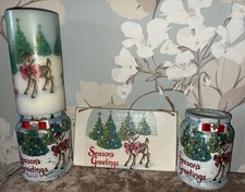 Cath Kidston Inspired Bambi Cute Deer Sign, Tea Light Holders & Candle Vintage