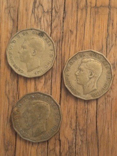 Three pence coins 1942 - pence,
