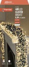 Premier 480 LED Cluster Multi-Action Christmas Tree Lights with Timer WARM WHITE