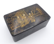 Antique Victorian Chinese Export Paper Mache Snuff Box