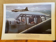 No 1 Ltd ed  aviation art print B-17 Flying Fortress and ME109 ace Franz Stigler