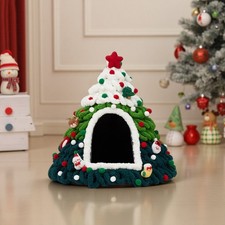 Pet Christmas Tree Dog Cat Beds Cave House Snug Cozy Plush Cats Kitten Igloo Bed