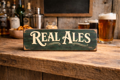 Real ales sign home - real,