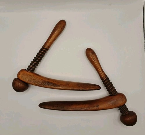 Antique pair treen wooden - treen,