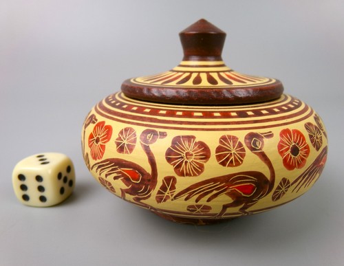 Vintage greek pyxis box pot - greek,