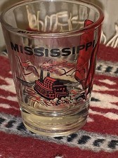 MISSISSIPPI SHOT GLASS VINTAGE STATE TRAVEL SOUVENIR RIVER BOAT STEAMBOAT CITIES