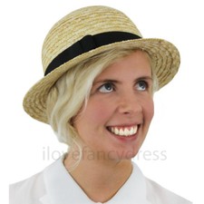 ROUND TOP STRAW BOATER HAT