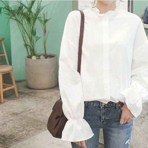 Ladies ruffle collar shirt - ladies,