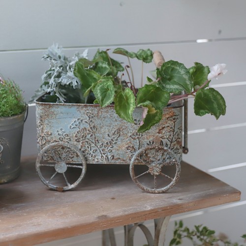Vintage cart metal planters - vintage,