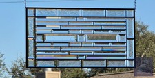 Contemporary Stained Glass panel, Clear beveled handcrafted, window hanging 26 ½