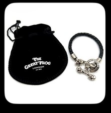 The Great Frog Black Woven Leather & Silver Bracelet - Size Medium 23cm