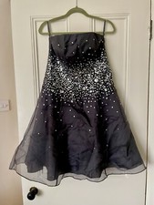 BNWT Stunning Monsoon Lottie Grey Beaded Cocktail Strapless Dress  14 Petite