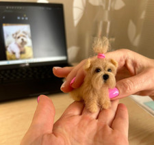 Yorkshire Terrier Dog Figurine – Handmade Felted Wool Miniature, Gift in Box
