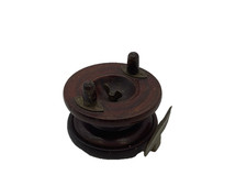 Old Wooden Vintage Fishing Reel, Allcock Wood & Brass Reel 3.5"