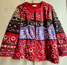 ✫Lovely *MONSOON* Embroidered Boho Indian Cotton Mirrored Quilted Jacket L✩