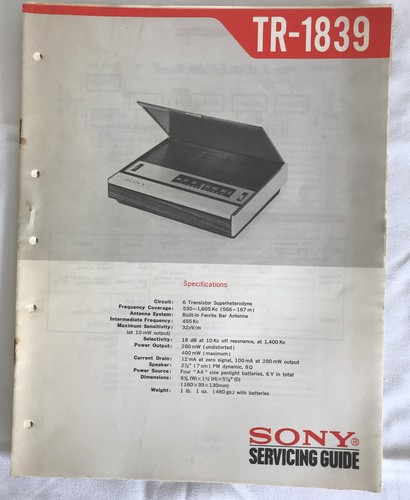 Sony 1839 transistor - sony, tr-1839