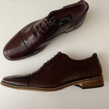 Goor Brogue Shoes Size 9 Oxblood Burgundy Formal Lace Up Resin Leather Dress Men