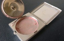 YARDLEY Vintage Powder Compact With Mirror - Silver Coloured With Swirl Design 