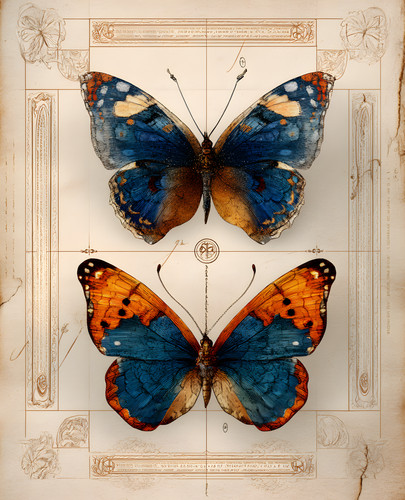 Two blue and - two, blue-and-orange