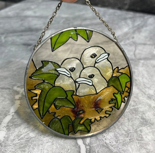 Vintage stained glass sun - glass,